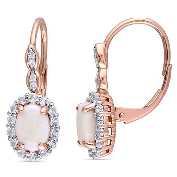 Sofia B. Opal, White Topaz and Diamond Accent Dangle Earrings