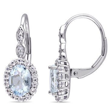 Sofia B. Aquamarine, White Topaz and Diamond Accent Dangle Earrings
