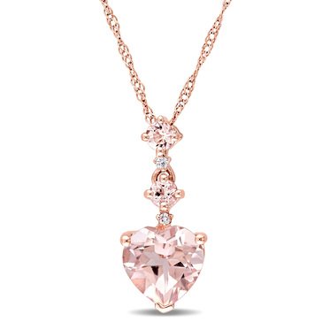 Sofia B. Heart-Cut Morganite and Diamond Accent Tiered Dangle Necklace
