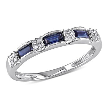 Sapphire and Diamond Accent Eternity Ring, 10K White Gold 5