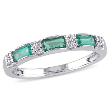 Sofia B. 10K White Gold Emerald and Diamond Accent Eternity Ring