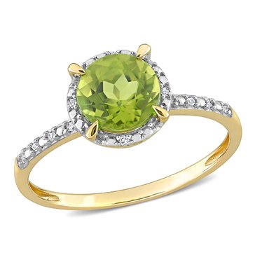 Sofia B. 10K Yellow Gold Peridot with Diamonds Halo Ring