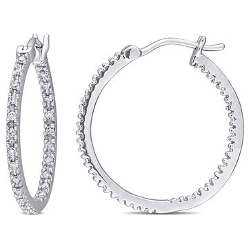 Sofia B. 1/4 cttw Inside Outside Diamond Hoop Earrings