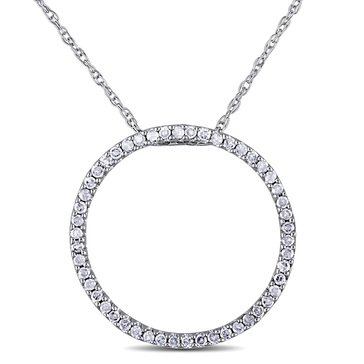 Sofia B. 10K White Gold 1/4 cttw Diamond Circle Pendant