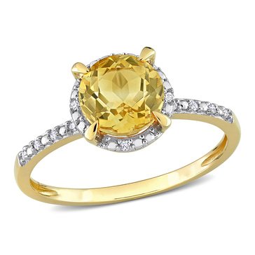 Sofia B. Citrine and Diamond Accent Halo Engagement Ring