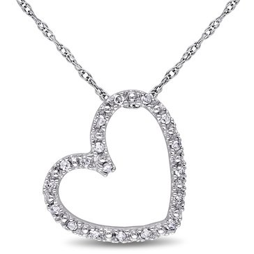 Sofia B. 10K White Gold 1/10 cttw Diamond Heart Pendant