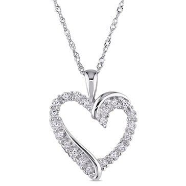 Sofia B. 10K White Gold 1/10 cttw Diamond Heart Pendant