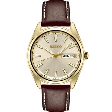 Seiko Essentials Collection Men's Analog Leather Strap Watch