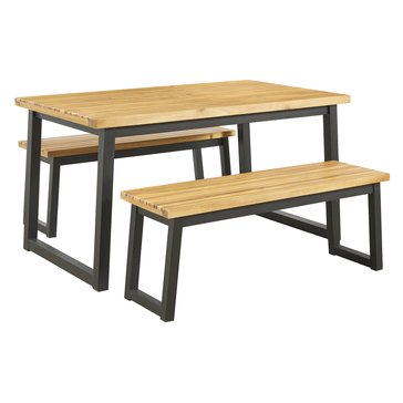 Signature Design by Ashley Town Wood Outdoor Dining Table Set, Set of 3