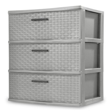 Sterilite 3 Drawer Weave Unit, Cement Grey