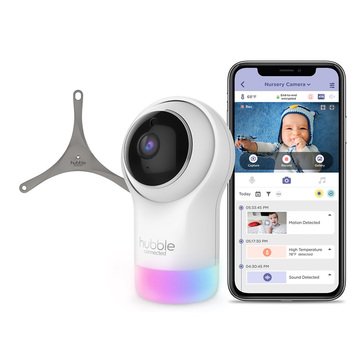 Hubble Connected Nursery Pal Glow Deluxe Smart HD Baby Monitor with Night Light HubbleGrip