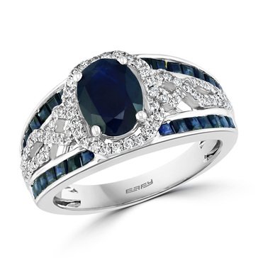 Cyber Steal 3 1/4 CT.TW. Sapphire and Diamond Ring, 14K White Gold