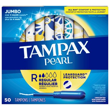 Tampax Pearl Regular Absorbency Plastic Tampons