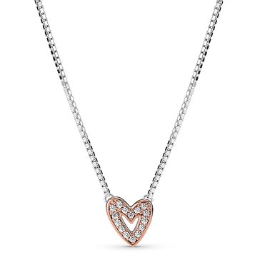 Pandora Sparkling Freehand Heart Hoop Necklace