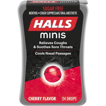 Halls Minis Sugar Free Cherry Cough & Sore Throat Drops