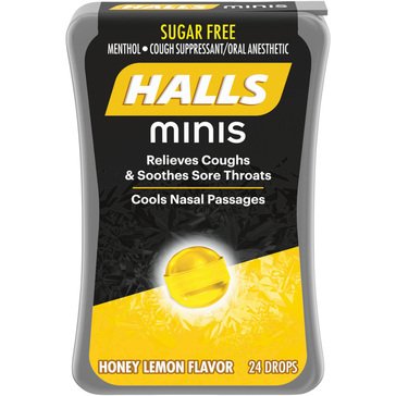 Halls Minis Sugar Free Honey Lemon Cough & Sore Throat Drops