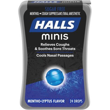 Halls Minis Sugar Free Menthol Cough & Sore Throat Drops