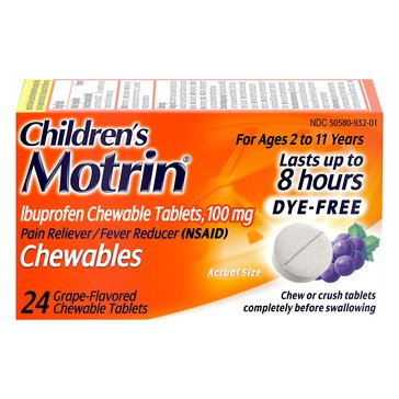 Motrin's Children's 2+ Dye-Free Grape Chewables