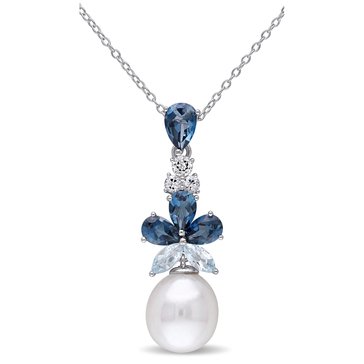 Sofia B. 3 1/4 cttw Blue and White Topaz with Freshwater Cultured Pendant