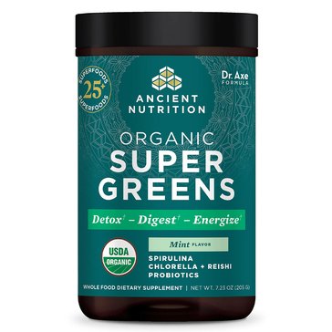 Ancient Nutrition Organic Super Greens Detox, Digest, & Endergize Powder, 25-servings