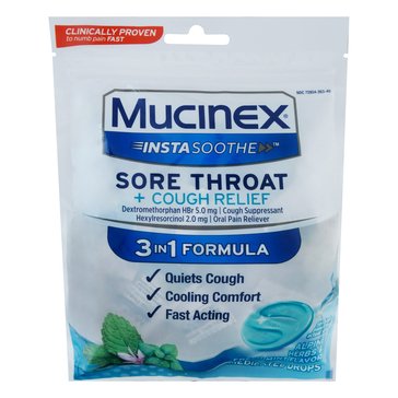 Mucinex Insta-Soothe Alpine Herbs and Fresh Mint Drops