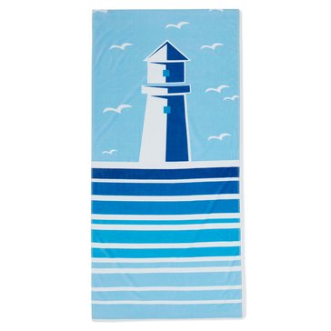 Harbor Home Beach Towel Printed Lighthouse