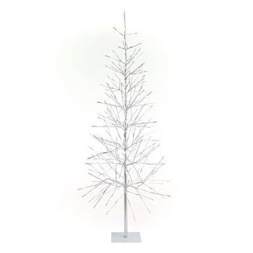 Alpine Silver Foil Tree with 8-Lighting and Color FX