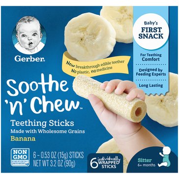 Gerber Snacks for Baby Soothe N Chew Teething Sticks - Banana 3.2oz