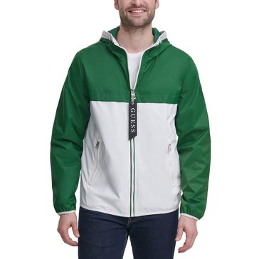 Guess Men's Colorblock Light-Weight Full Zip Hooded Jacket