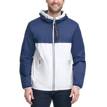 Guess Men's Colorblock Light-Weight Full Zip Hooded Jacket