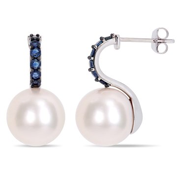 Sofia B. Freshwater Cultured Pearl and Sapphire Drop Earrings