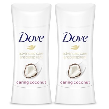 Dove Invisible Solids Caring Coconut Deodorant Twin Pack 2.6oz