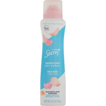 Secret Dry Spray Wild Rose Argon Oil Deodorant 4.1oz