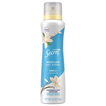 Secret Dry Spray Vanilla Argon Oil Deodorant 4.1oz