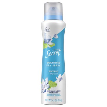 Secret Dry Spray Waterlily Argon Oil Deodorant 4.1oz