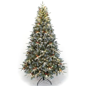 HKS 7' Fresh Fir Berry Pre-lit LED Color Changing Artificial Tree