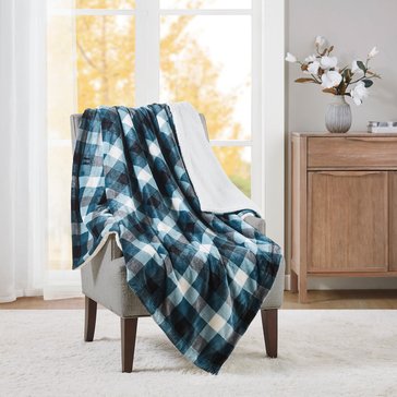 Harbor Home Printed Plush to Sherpa Buffalo Check Plaid Print