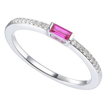 Straight Baguette Ruby and Diamond Ring