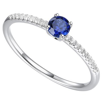 Round Sapphire and Diamond Ring