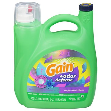 Gain Plus Odor Defense Super Fresh Blast 2x HEC Liquid Laundry Detergent 