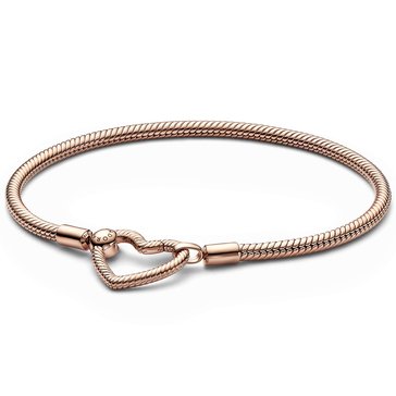 Pandora Moments Heart Closure Snake Chain Bracelet