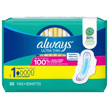 Always Unscented Ultra Thin Size 1 Pads with Wings