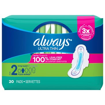 Always Unscented Ultra Thin Size 2 Pads with Wings