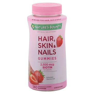 Natures Bounty Optimal Solutions Hair, Skin and Nails Strawberry Gummies 140-Count