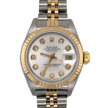Pre-Owned Rolex Ladies Datejust Custom 10 Diamond Dial Jubilee Band Watch