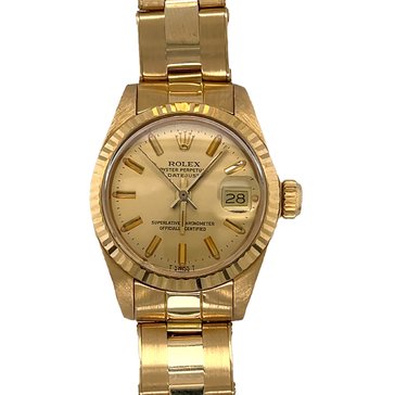 Pre-Owned Rolex Ladies Datejust 18KT Gold Oyster Band Watch