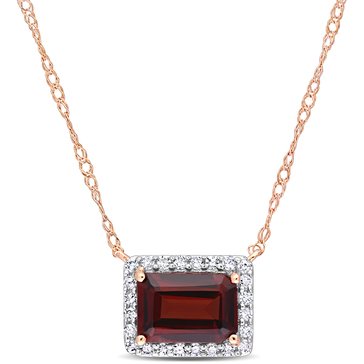 Sofia B. 1 1/4 ct Octagon Garnet and 1/8 cttw Diamond Halo Necklace