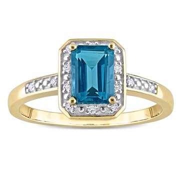 Sofia B. 1 1/5 cttw London Blue Topaz & Diamond Accent Halo Ring