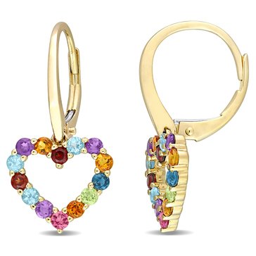 Sofia B. 1 cttw Multi-Color Gemstone Heart Leverback Earrings