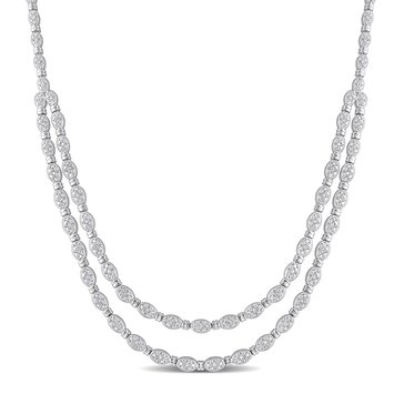 Sofia B. 1 cttw Diamond Sterling Silver Double-Layered Tennis Necklace